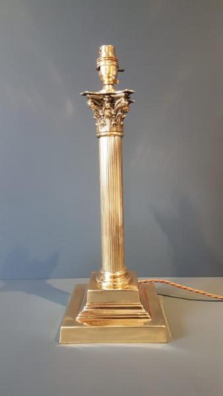 Edward Brass Corinthian Column Table Lamp  - Image 1