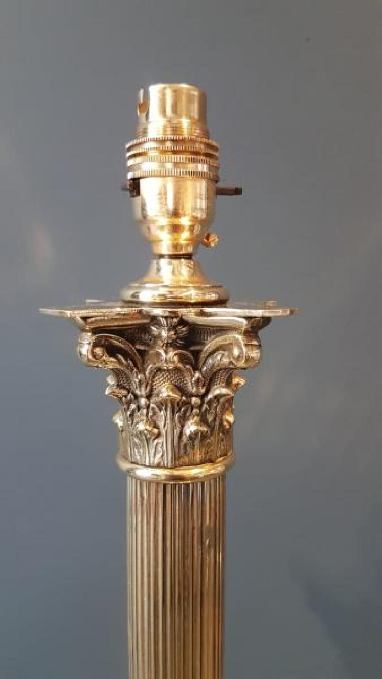 Edward Brass Corinthian Column Table Lamp  - Image 3