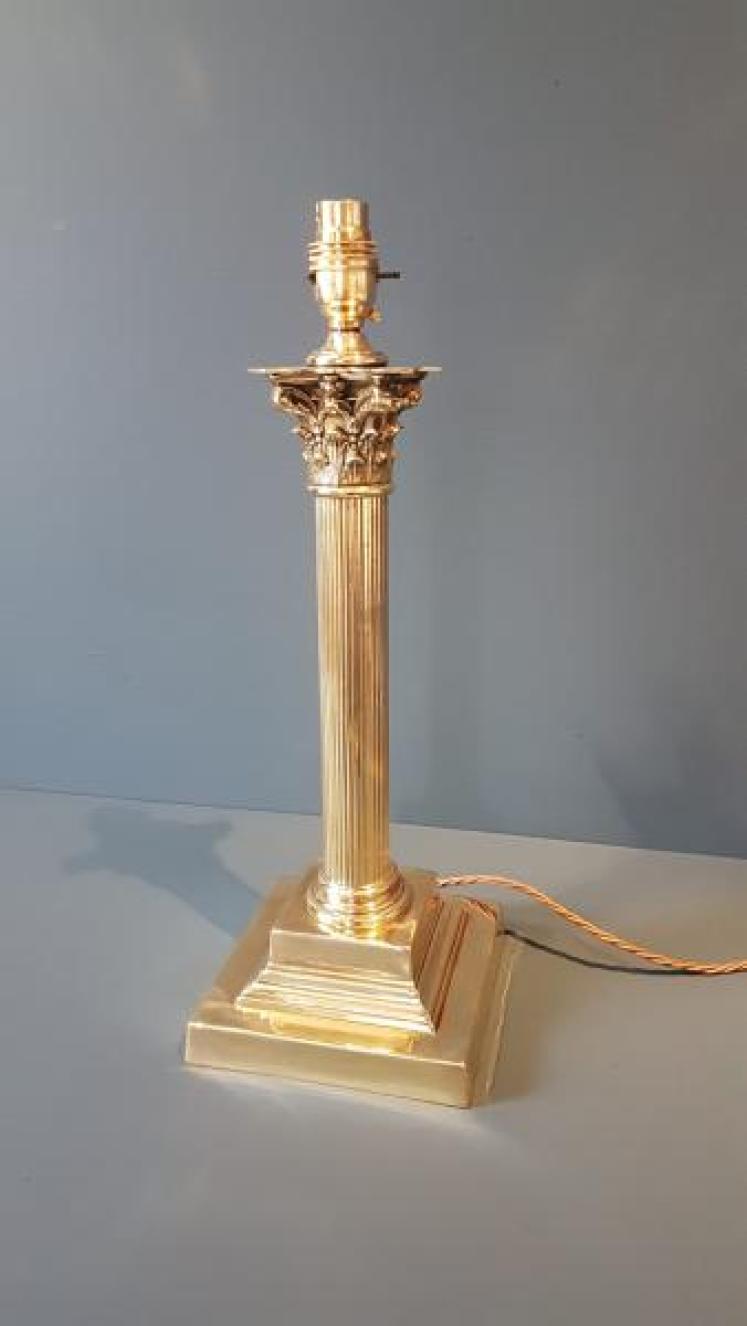 Edward Brass Corinthian Column Table Lamp  - Image 5