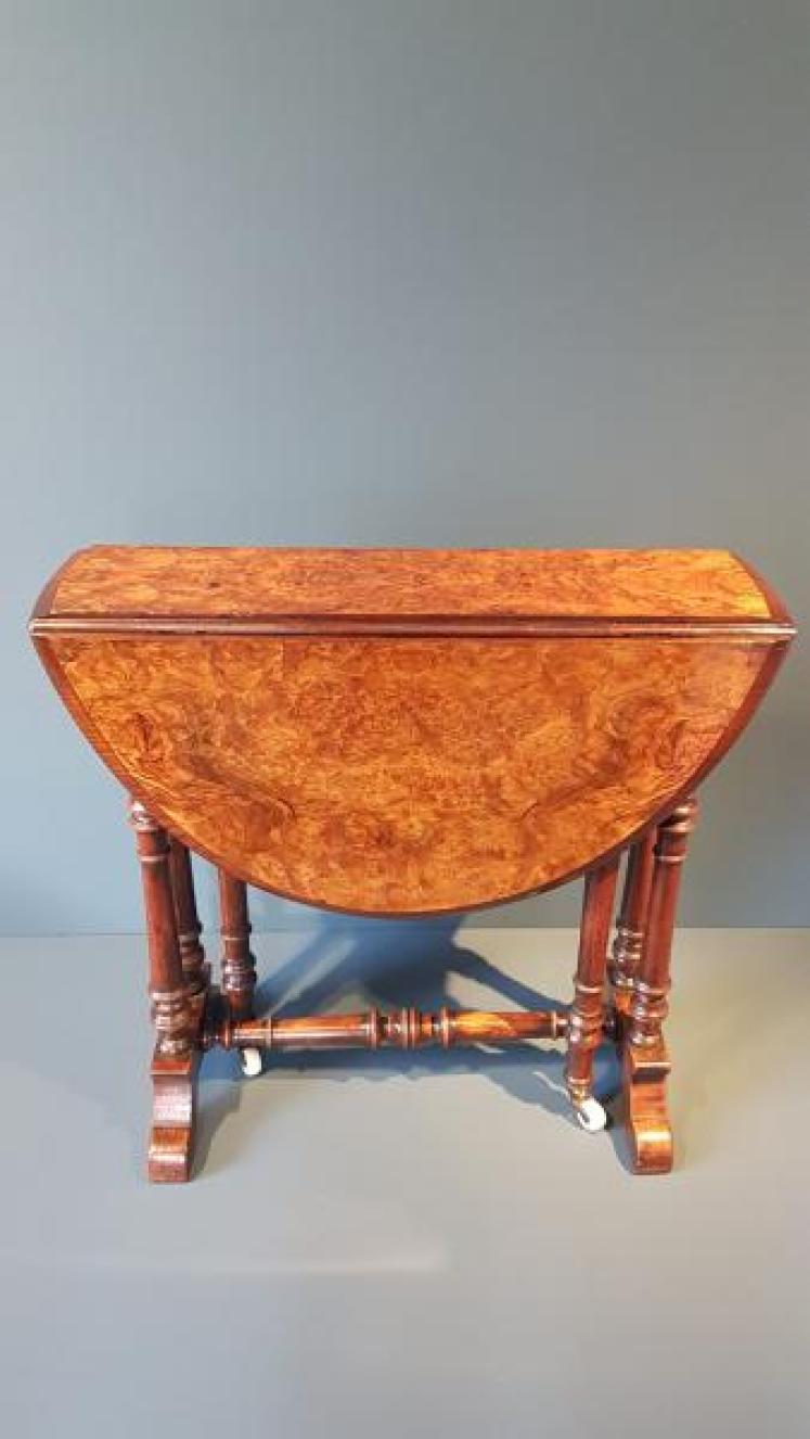 Quality Victorian Burr Walnut Baby Sunderland Table - Image 2