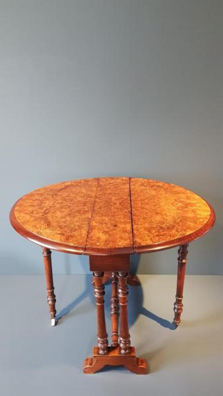 Quality Victorian Burr Walnut Baby Sunderland Table - Image 3