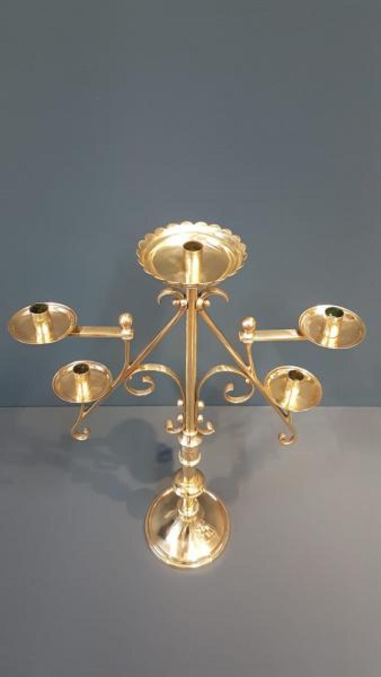 Pair of Victorian Adjustable Brass Candelabra - Image 2