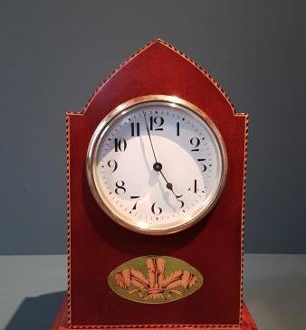 Prince of Wales Feathers Inlaid Edwardian Mantel Clock 
