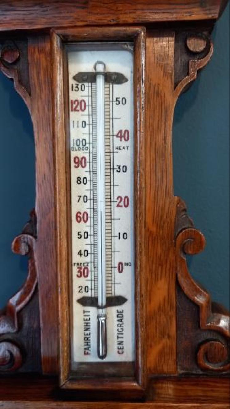 Small Victorian Oak Yorkshire Banjo Barometer - Image 6