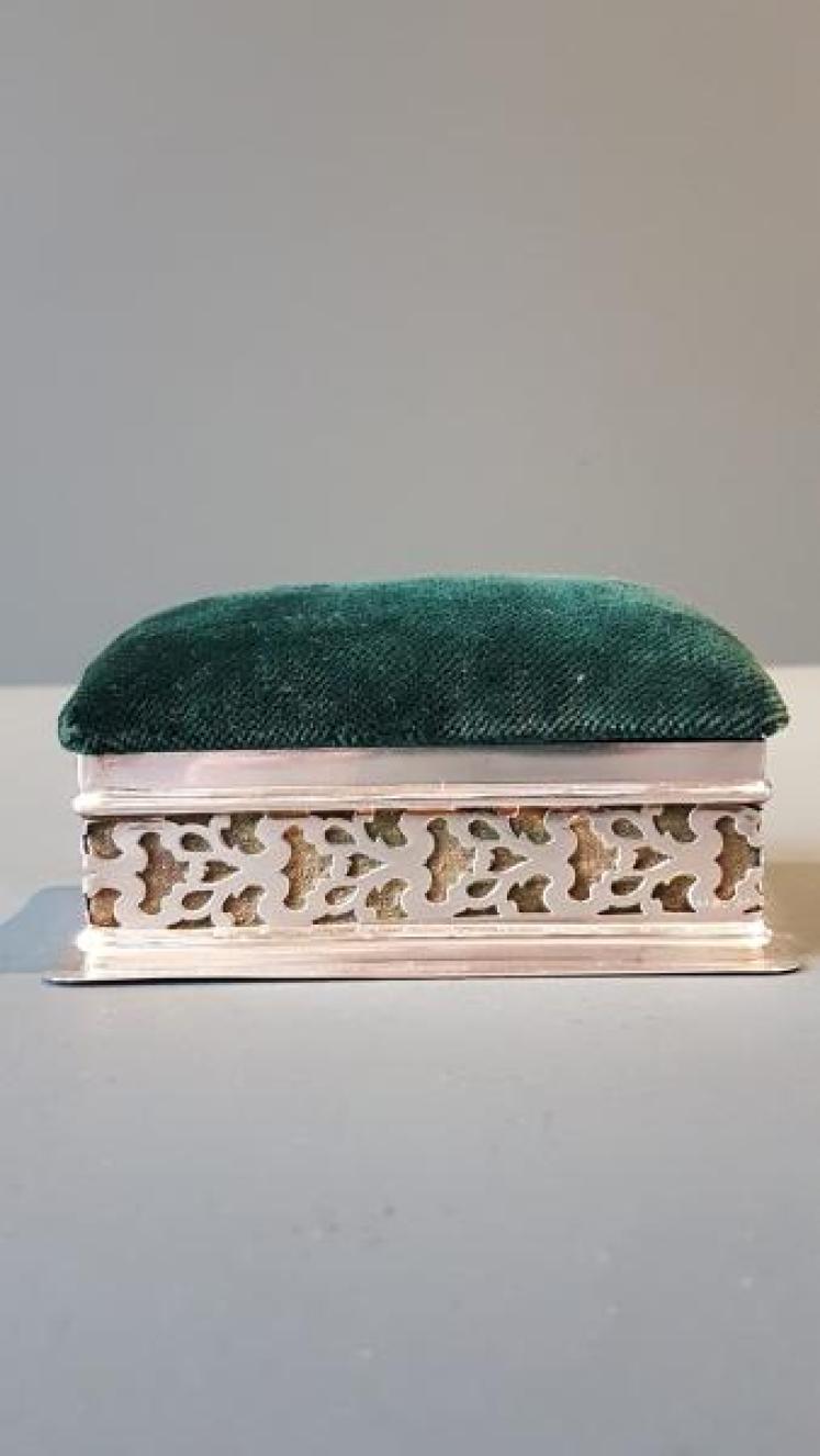 Silver Pin Cushion and Needle Box - Image 1
