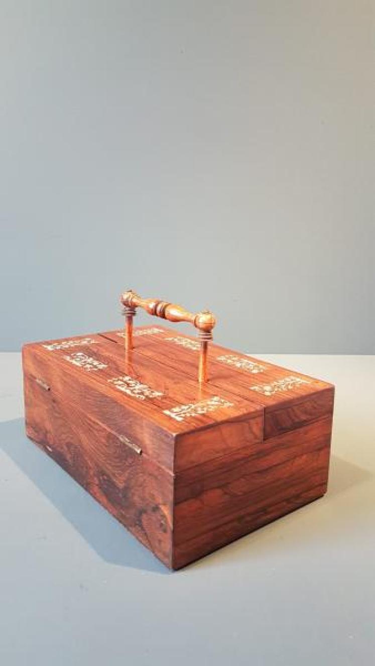 Early Victorian Rosewood Pen and Ink Box - Image 4
