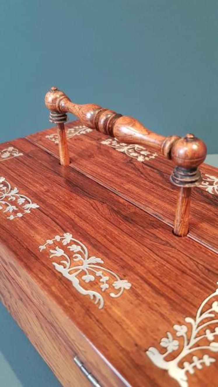 Early Victorian Rosewood Pen and Ink Box - Image 6