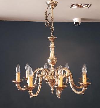 Edwardian Cast Brass Chandelier