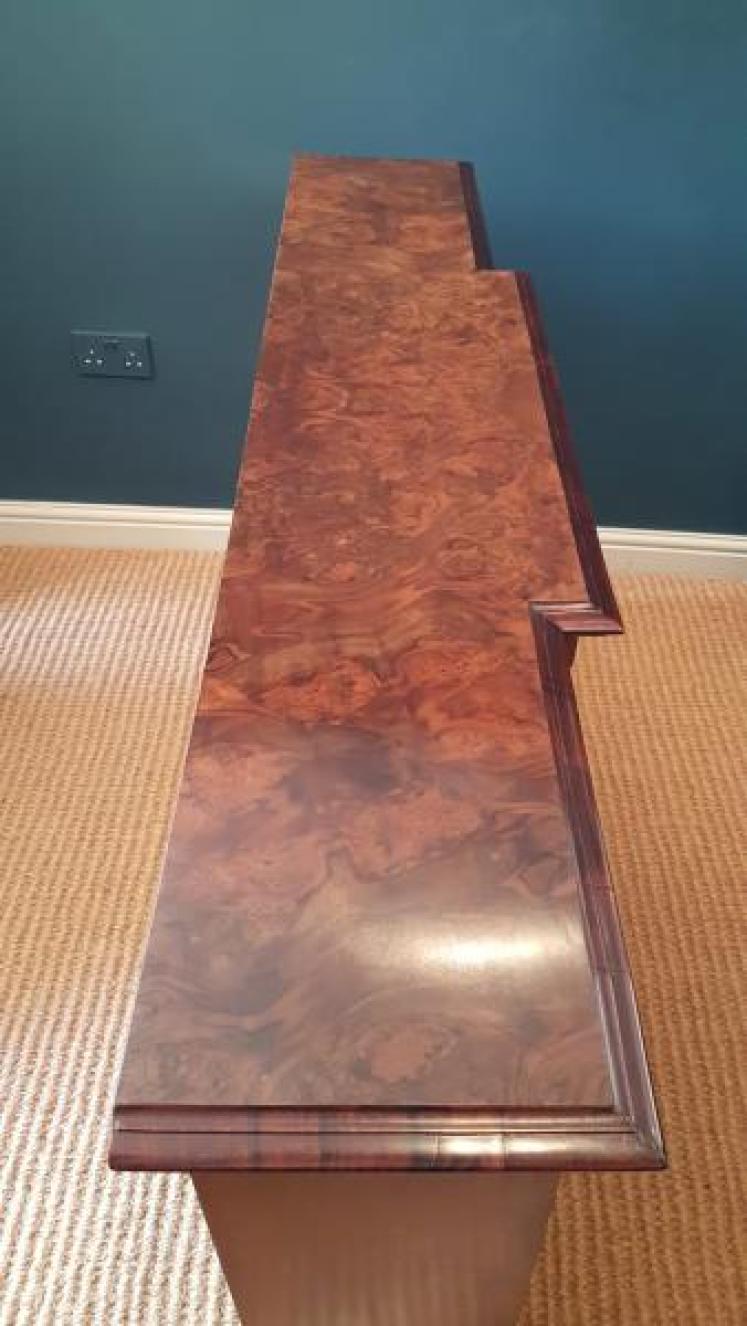  Victorian Burr Walnut Break Front Open Bookcase - Image 3