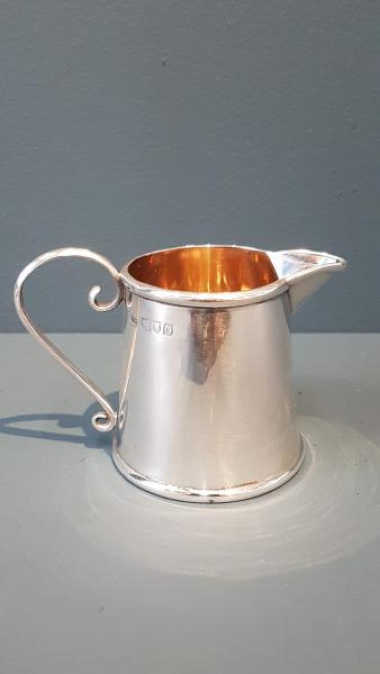 Edwardian Gilt Lined Silver Cream Pitcher - Image 1