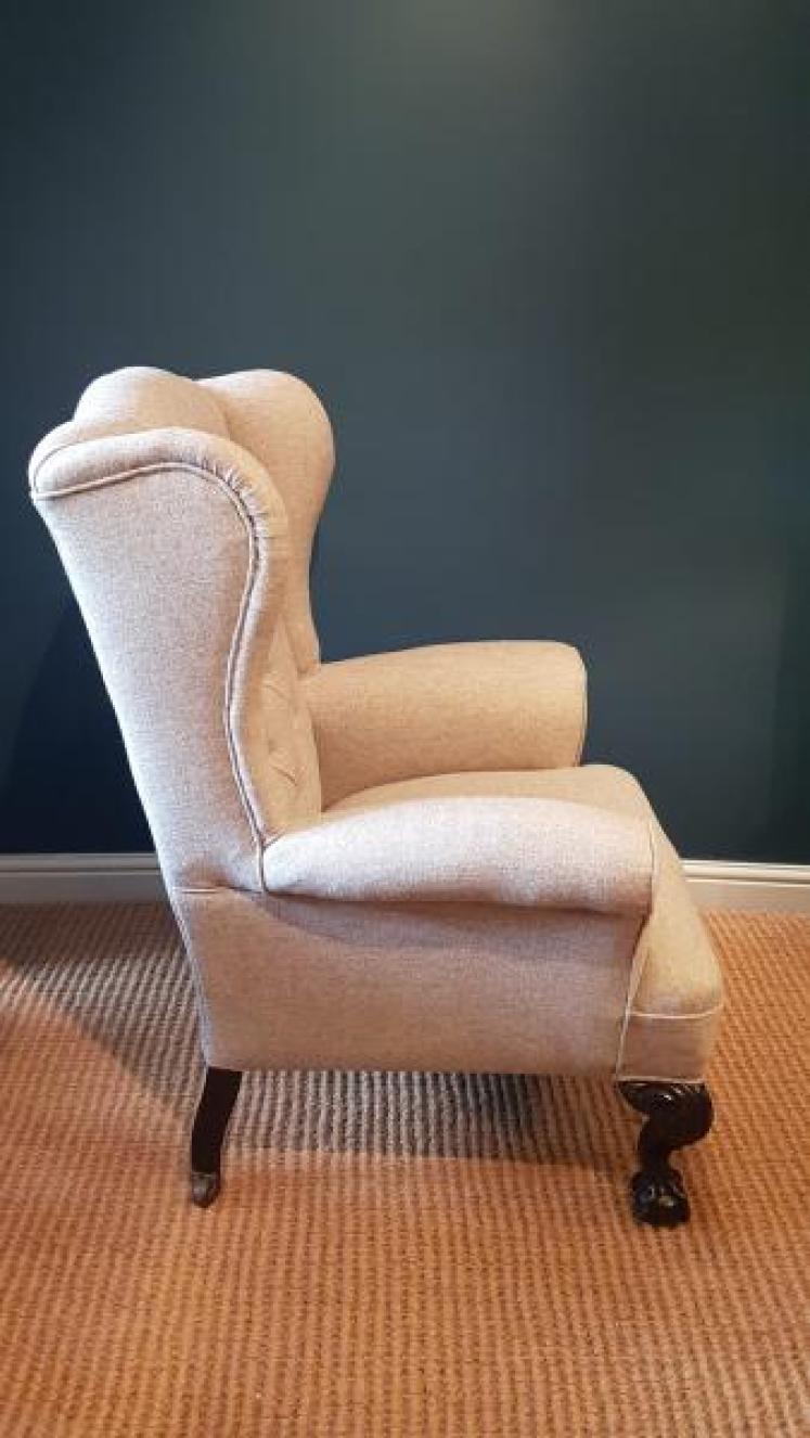 Large Victorian Wing Back Arm Chair - Image 6