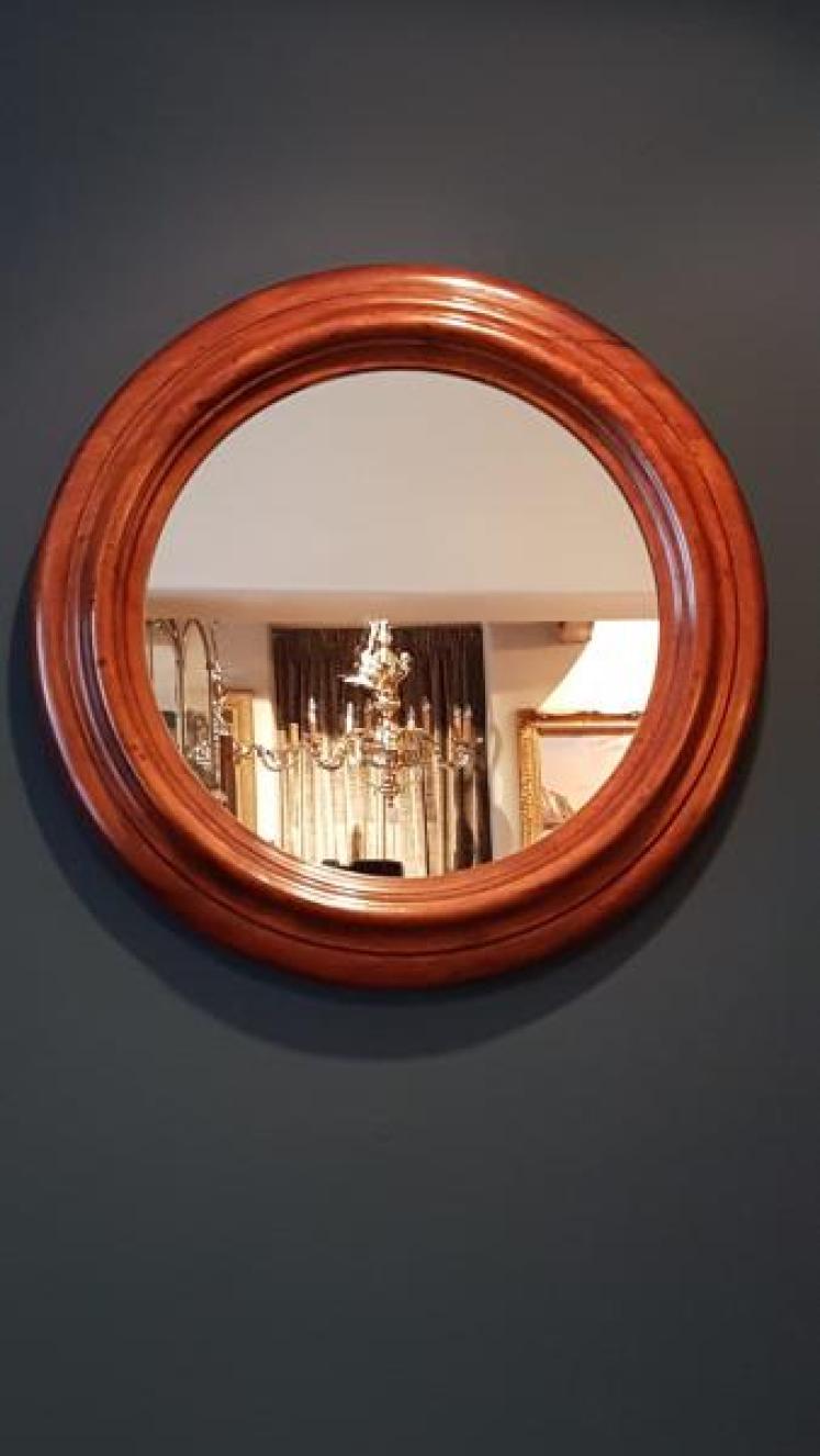 Victorian Circular Walnut Framed Mirror - Image 1