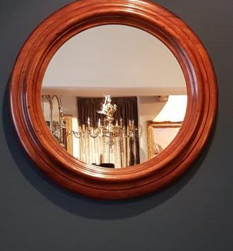 Victorian Circular Walnut Framed Mirror