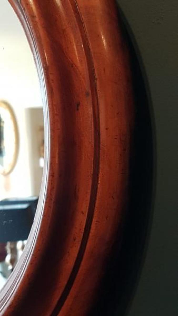 Victorian Circular Walnut Framed Mirror - Image 6