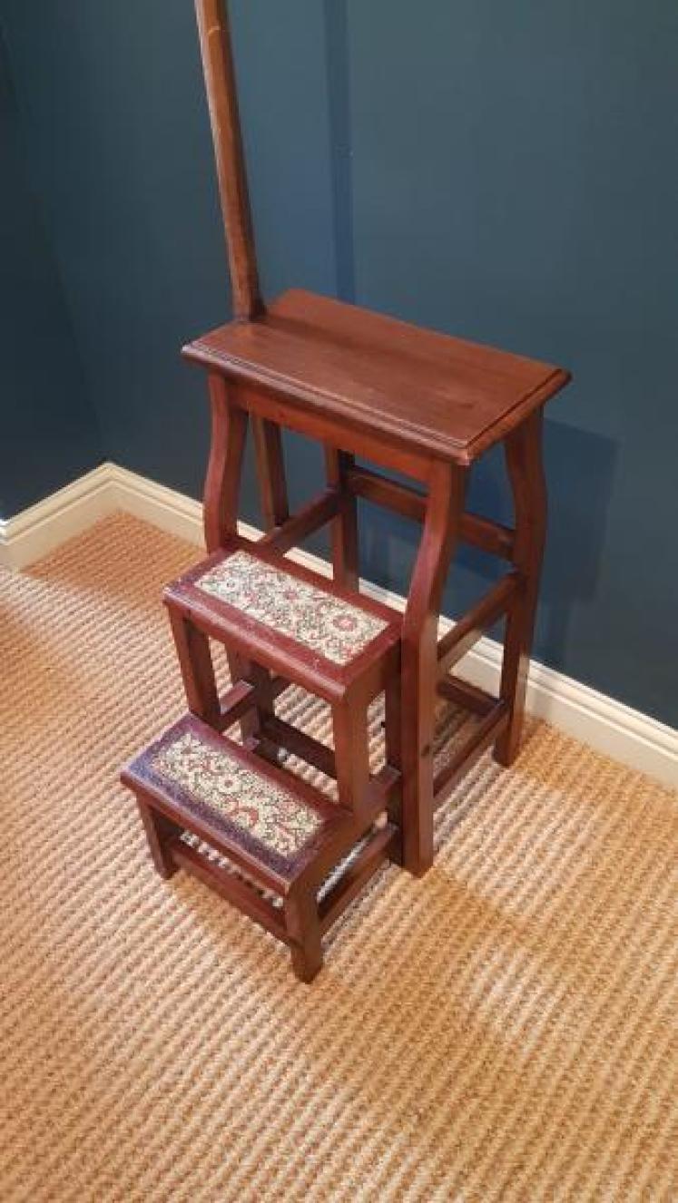 Victorian Mahogany Folding Library Steps - Image 1