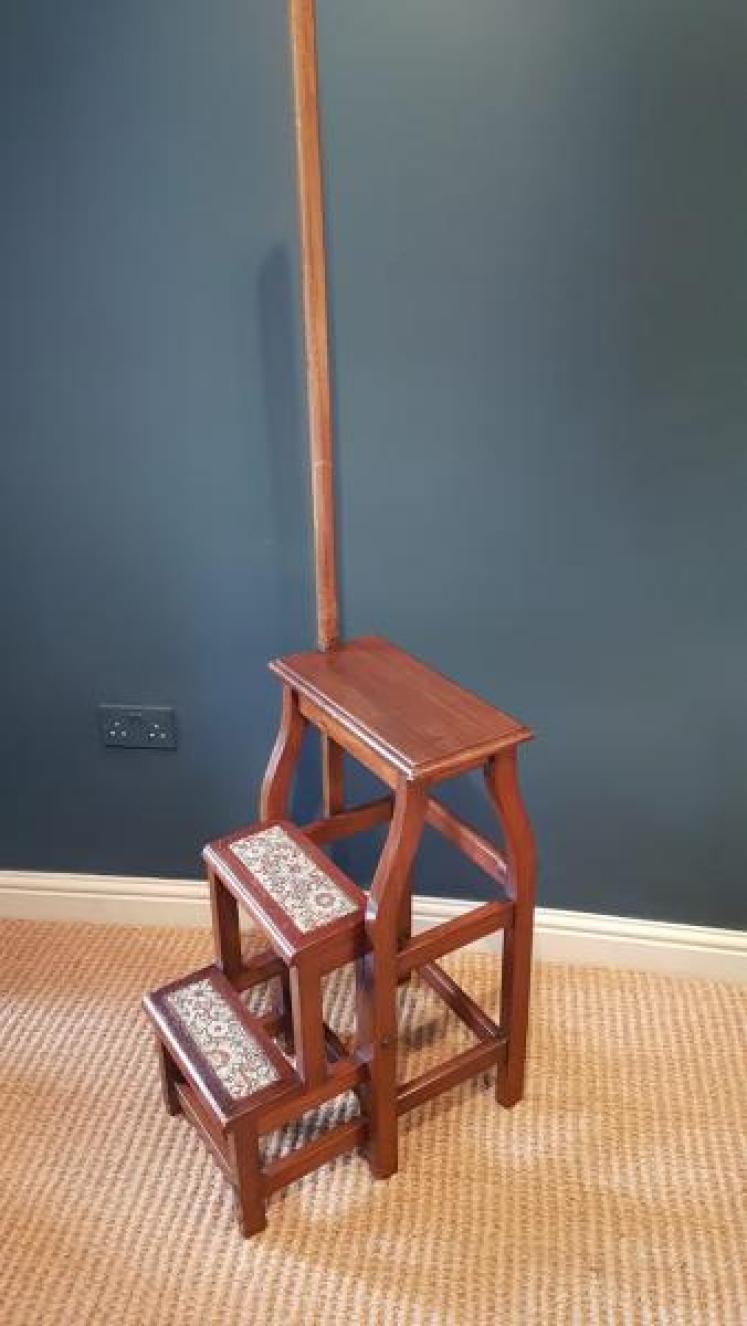 Victorian Mahogany Folding Library Steps - Image 2