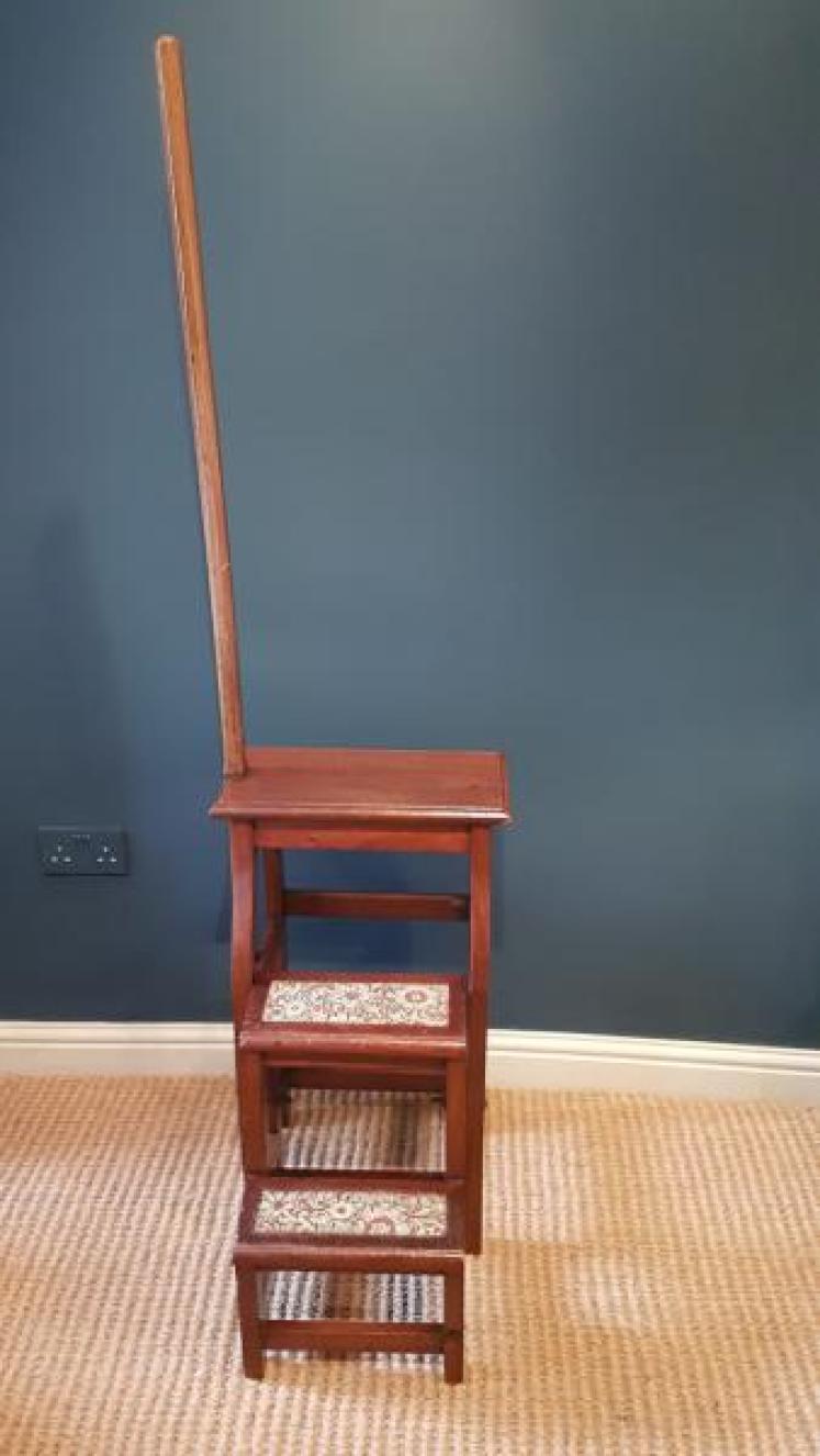 Victorian Mahogany Folding Library Steps - Image 3