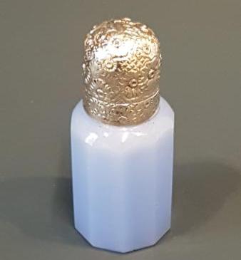 Victorian Silver Top & Blue Glass Scent Bottle