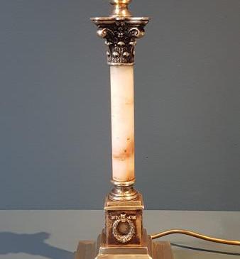 Edwardian Alabaster Column Table Lamp