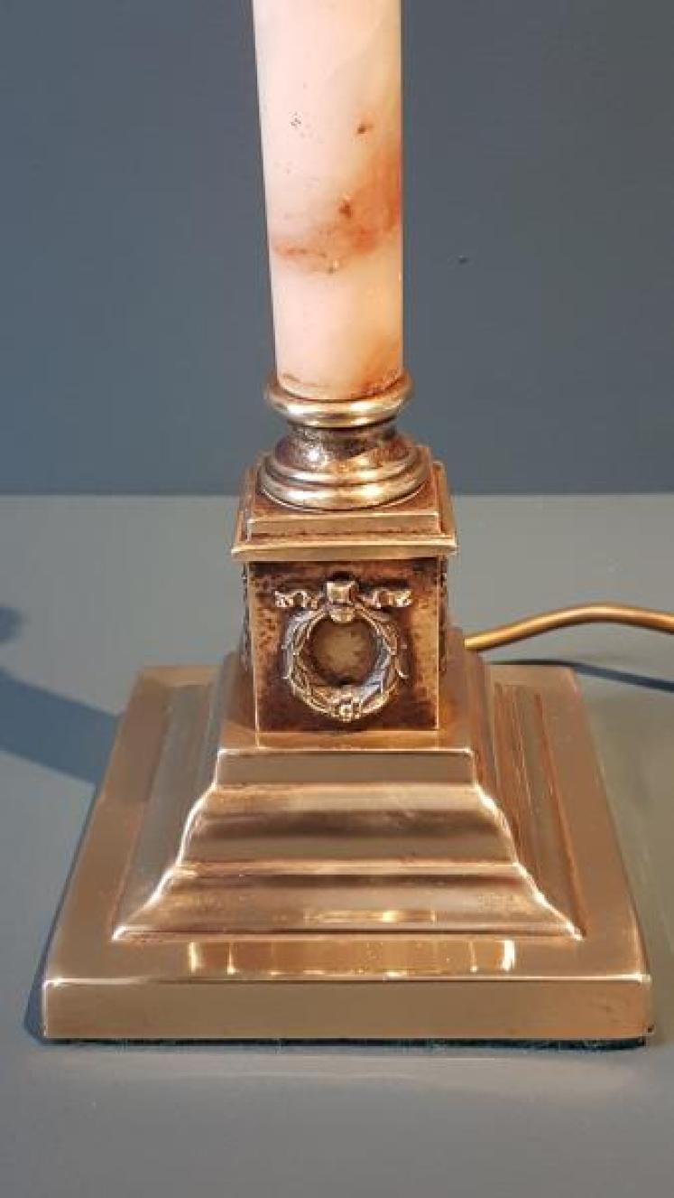 Edwardian Alabaster Column Table Lamp - Image 2