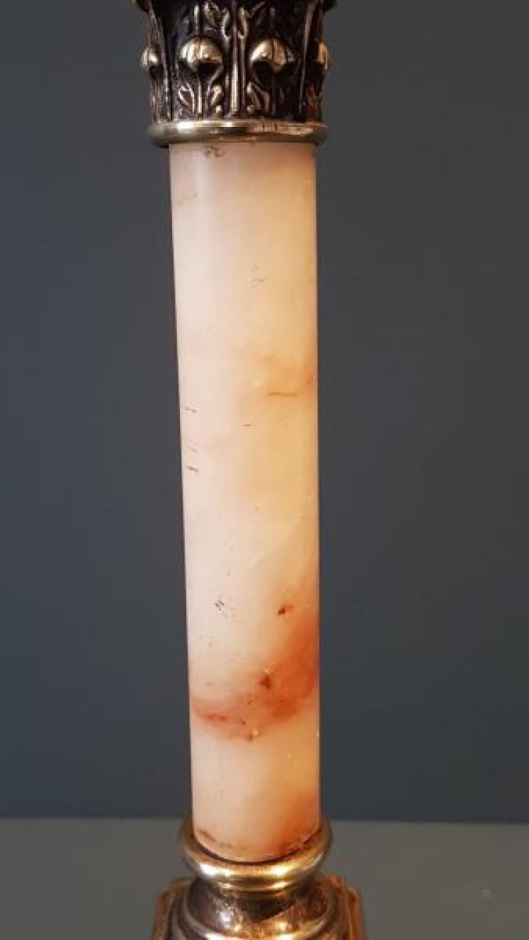 Edwardian Alabaster Column Table Lamp - Image 3