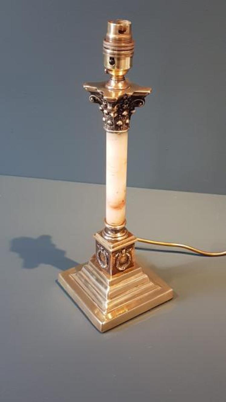 Edwardian Alabaster Column Table Lamp - Image 4