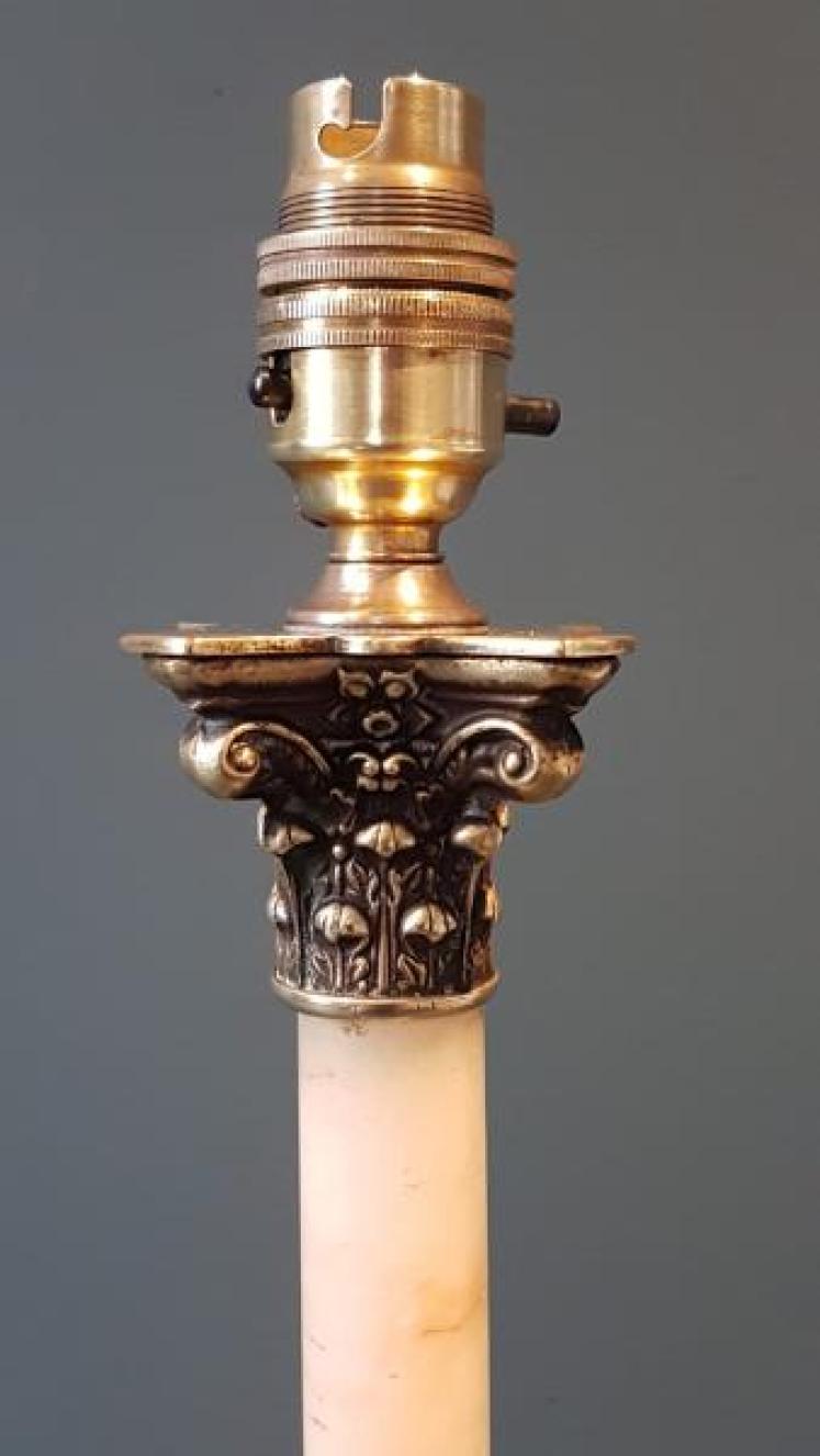Edwardian Alabaster Column Table Lamp - Image 5