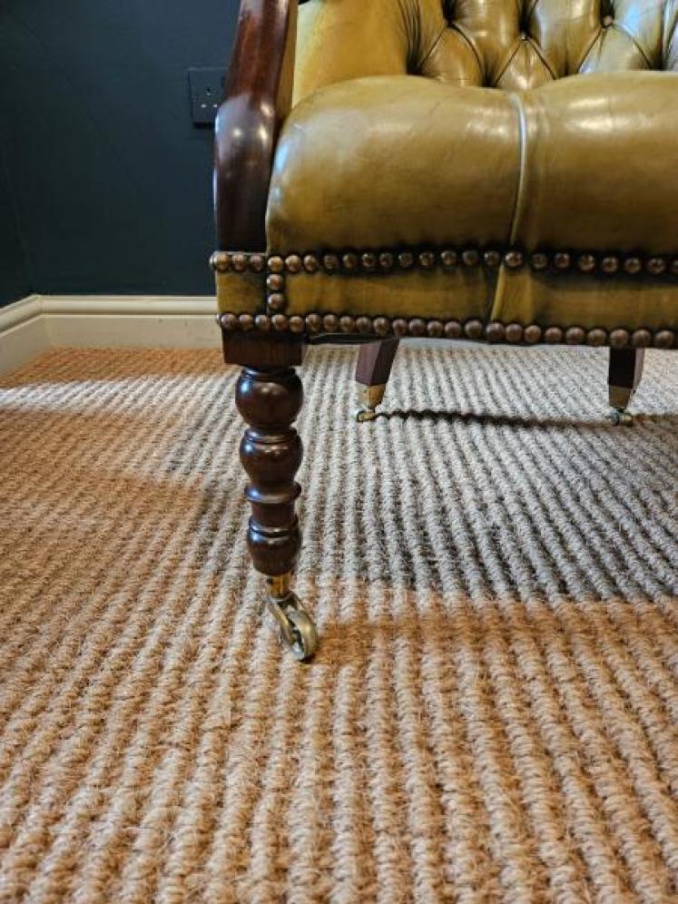 1920's Buttoned Olive Hide Open Arm Chair - Image 4