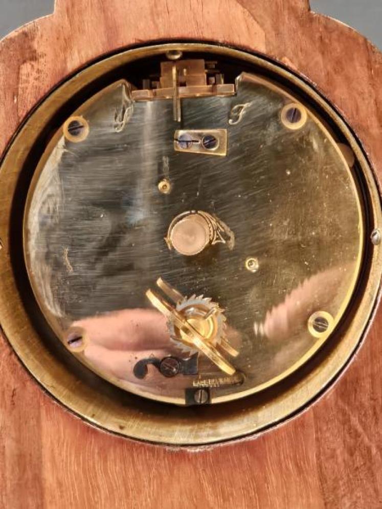 Edwardian Walnut and Chinoiserie Mantel Clock - Image 3