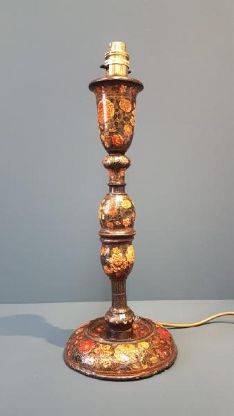Edwardian Hand Painted Kashmiri Table Lamp - Image 3