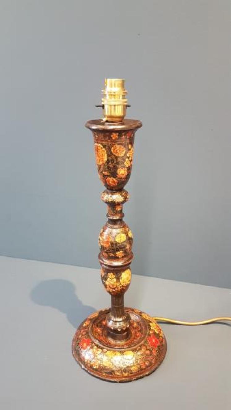 Edwardian Hand Painted Kashmiri Table Lamp - Image 4