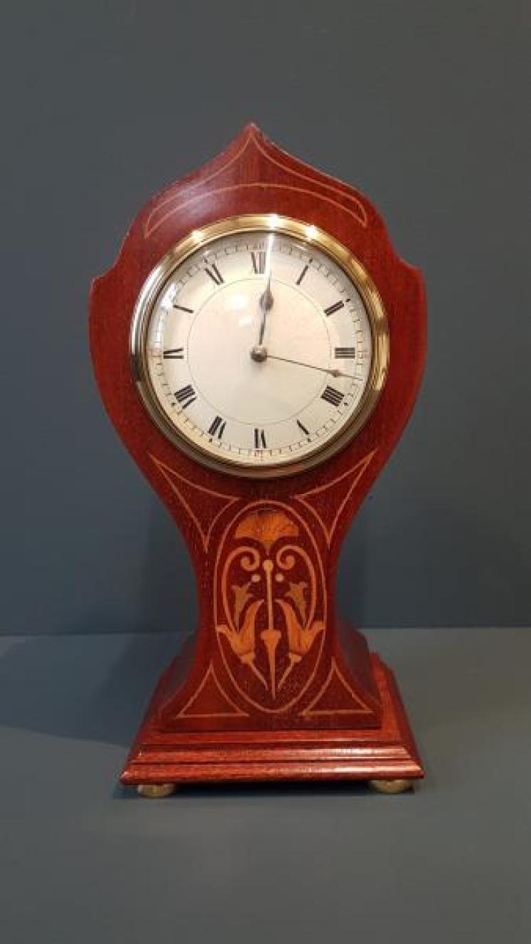 Immaculate Edwardian Inlaid Mantel Clock  - Image 1