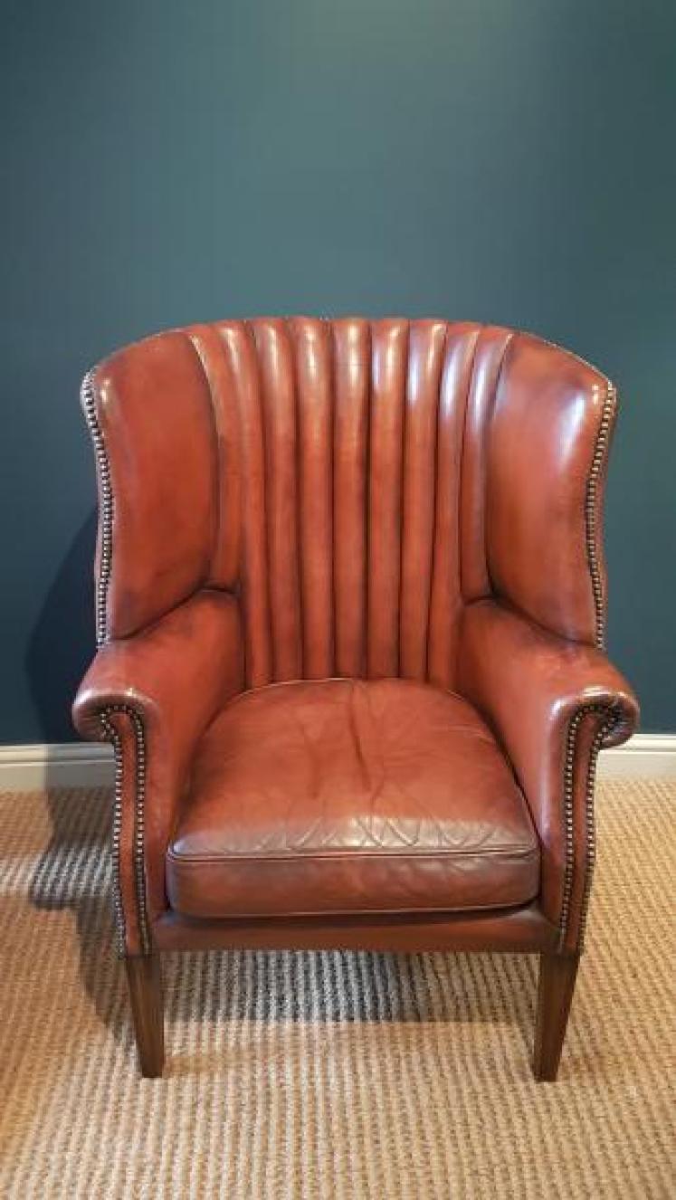 1920's Leather Barrel Back Arm Chair - Image 1
