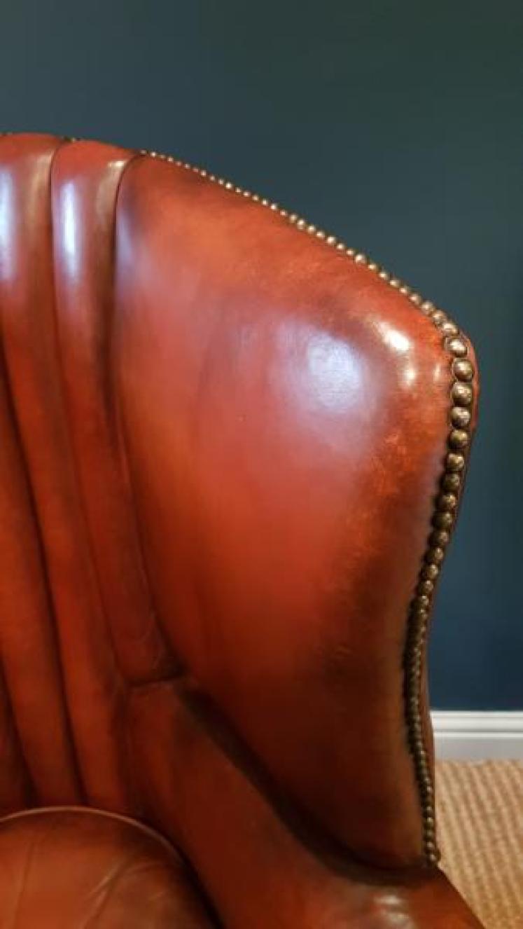 1920's Leather Barrel Back Arm Chair - Image 2