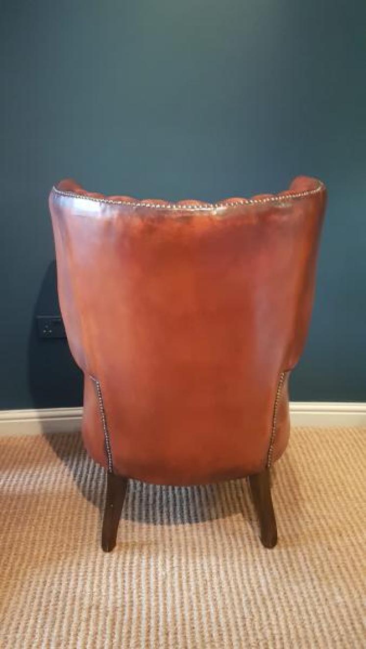 1920's Leather Barrel Back Arm Chair - Image 3