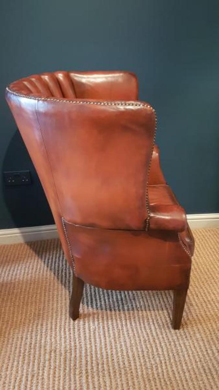 1920's Leather Barrel Back Arm Chair - Image 4