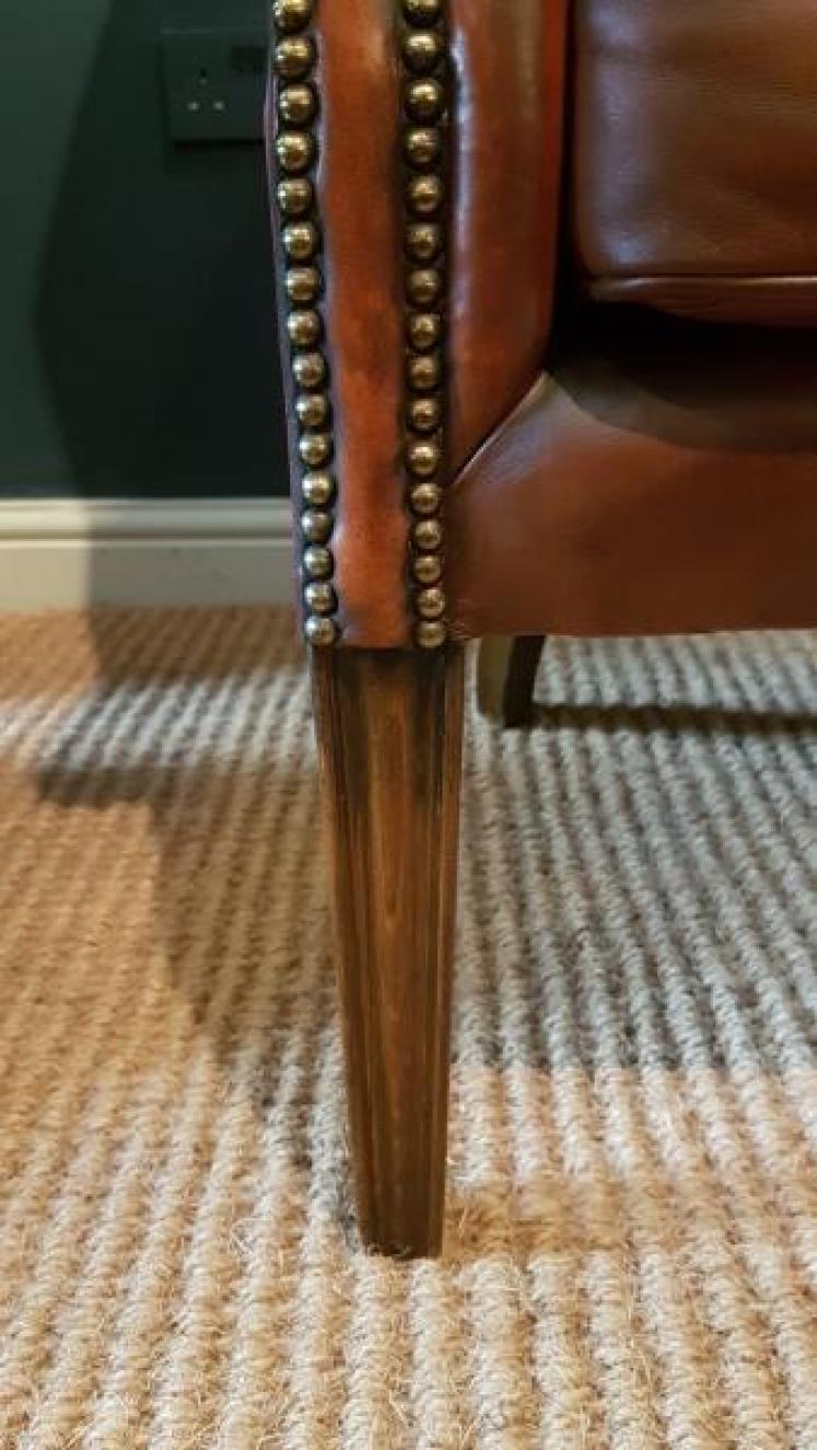 1920's Leather Barrel Back Arm Chair - Image 5