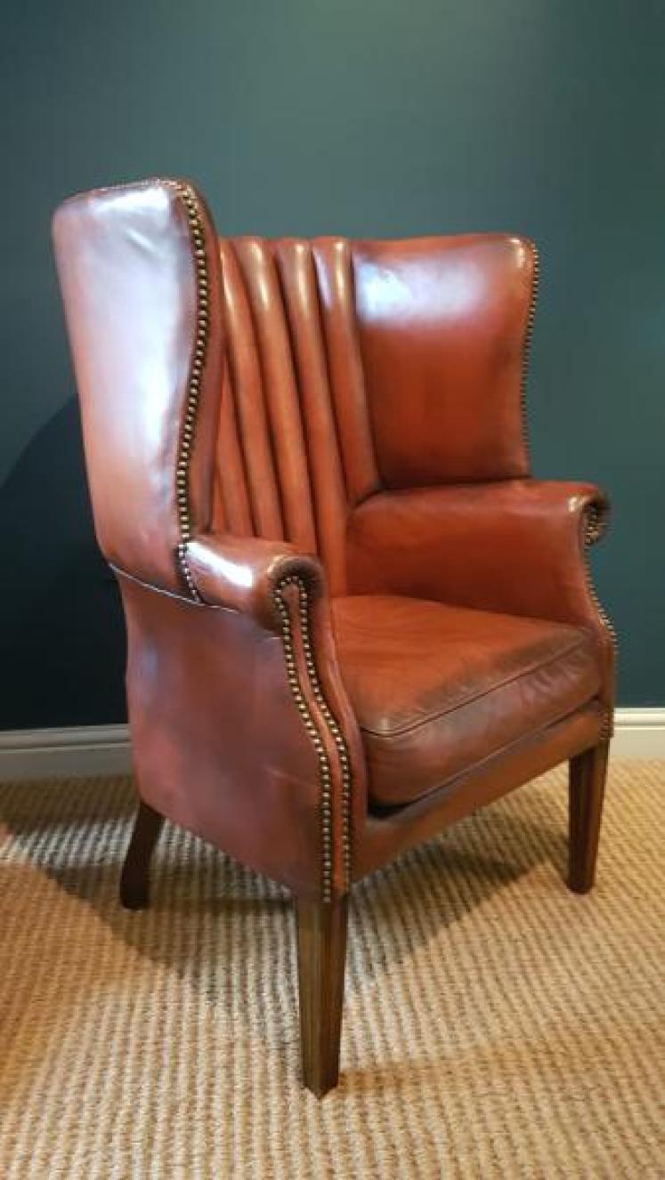 1920's Leather Barrel Back Arm Chair - Image 6