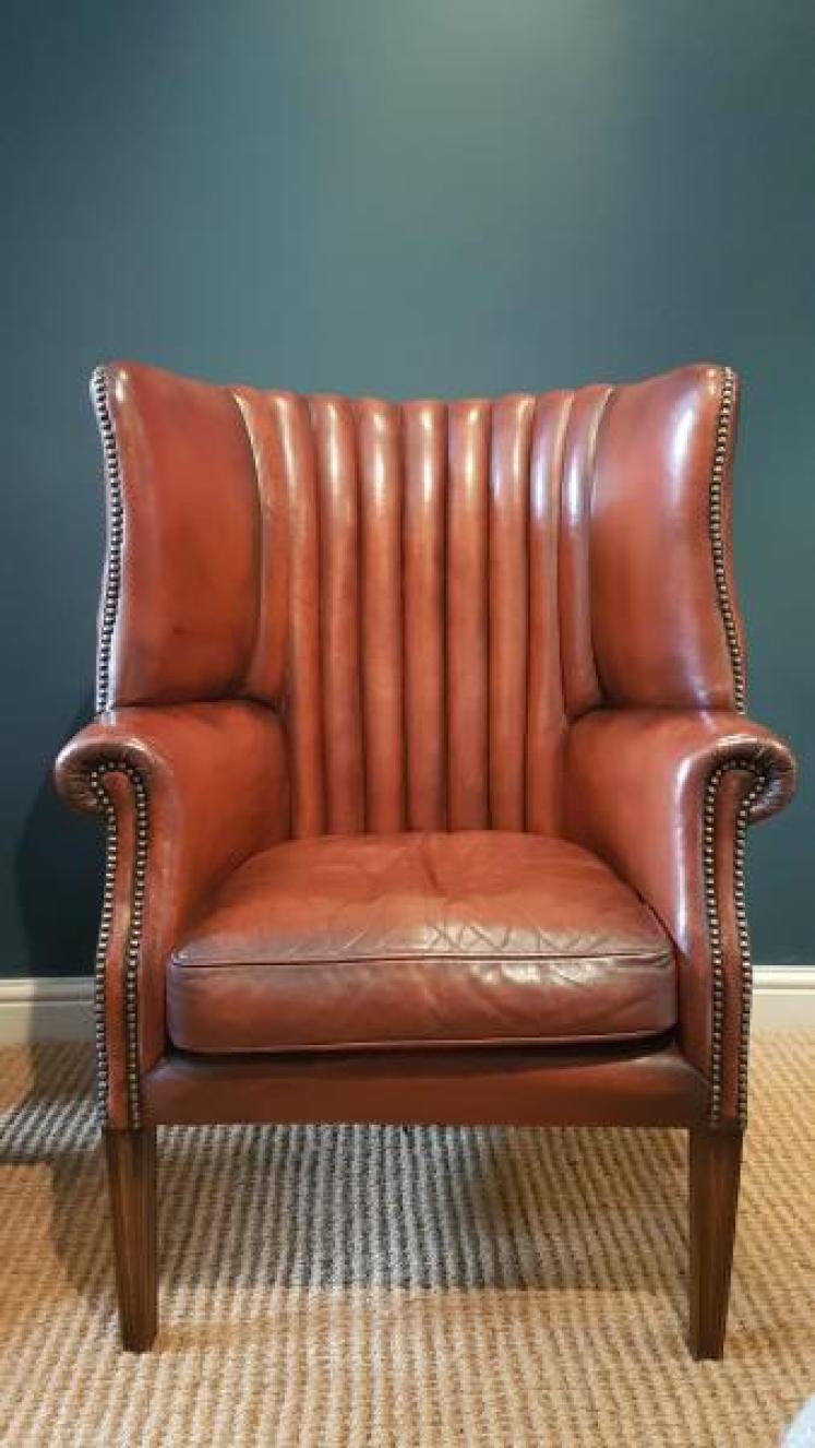1920's Leather Barrel Back Arm Chair - Image 7