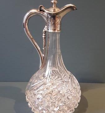 Victorian Cut Crystal and Silver Plated Claret Jug