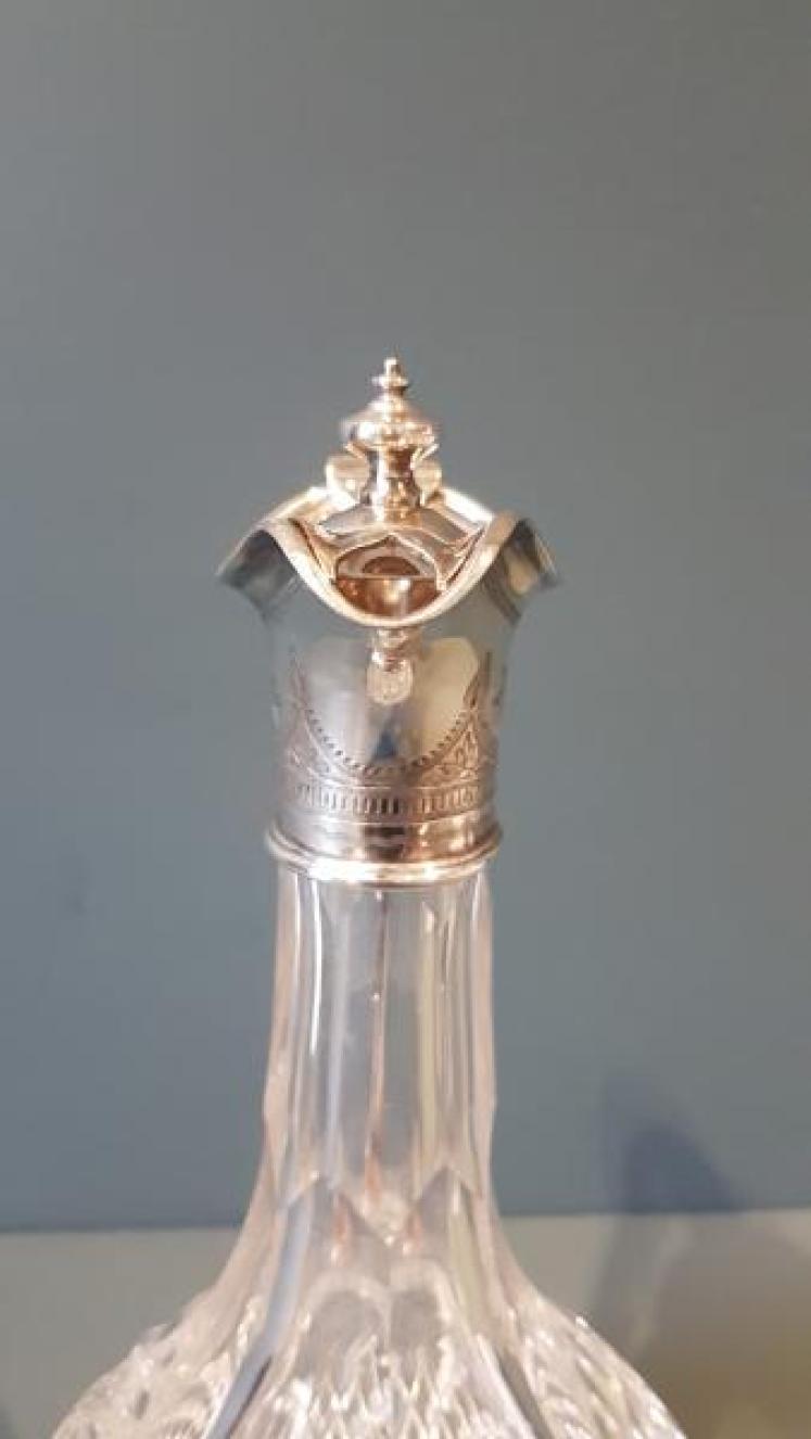 Victorian Cut Crystal and Silver Plated Claret Jug - Image 2