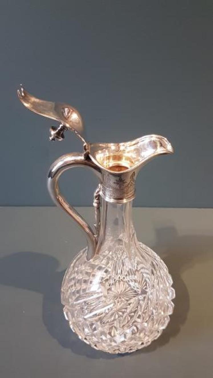Victorian Cut Crystal and Silver Plated Claret Jug - Image 4