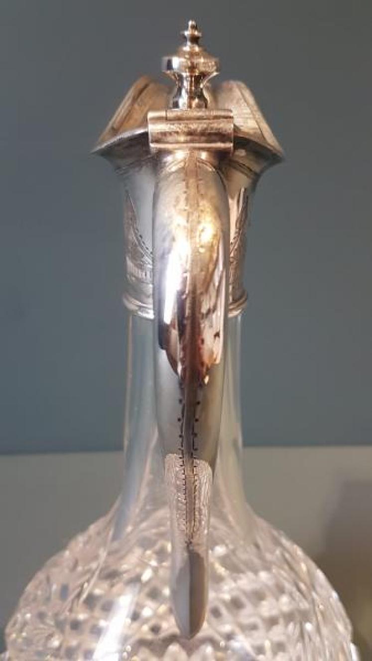 Victorian Cut Crystal and Silver Plated Claret Jug - Image 6