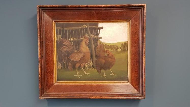 Victorian Oil Cockerel and Hen - Image 6
