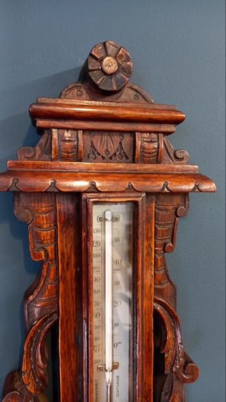Victorian Oak Chippenham Banjo Barometer - Image 4