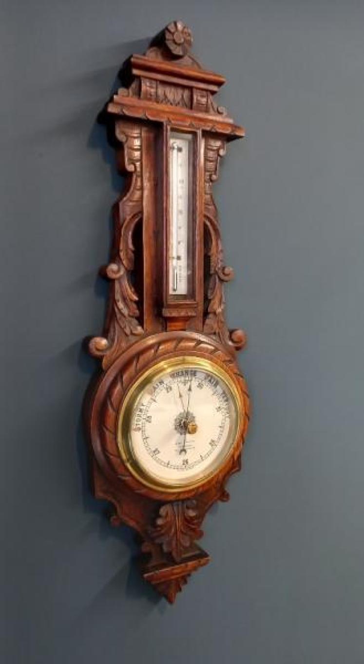 Victorian Oak Chippenham Banjo Barometer - Image 7
