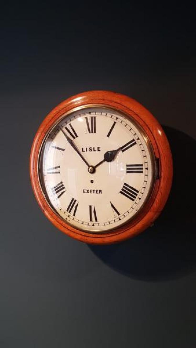Victorian Oak Cased Fusee Wall Clock  - Image 1
