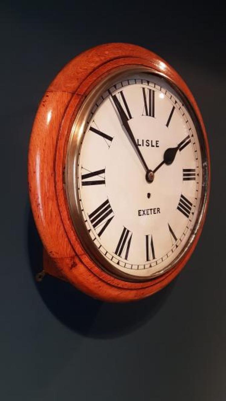 Victorian Oak Cased Fusee Wall Clock  - Image 3