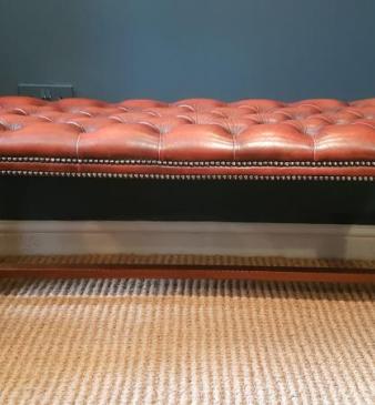 Leather Topped Double Stool 