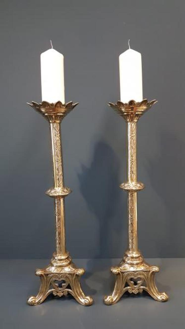 Large Pair of Victorian Brass Pricket Candlesticks  - Image 2